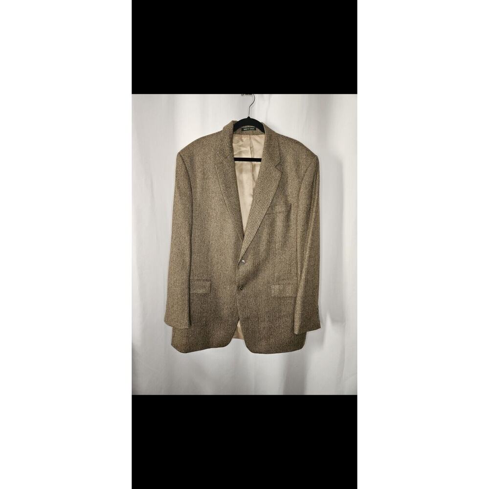 Vintage 90s Marshall Fields Tan Silk & 100% Wool Blazer Suit Jacket 3XL 48L